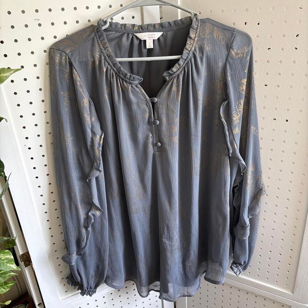 Lauren-conrad Women's Blue and Gold Blouse